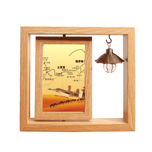 Landmark Camel Desert Journey Silk Road Map Wooden Rotating Picture Photo Frame 4x6
