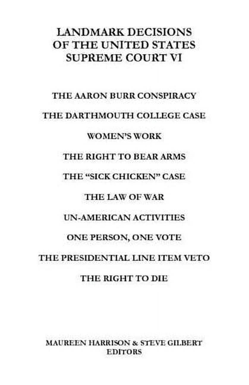 Landmark Decisions of the United States Supreme Court Landmark Decisions of the United States Supreme Court VI Paperback Walmart
