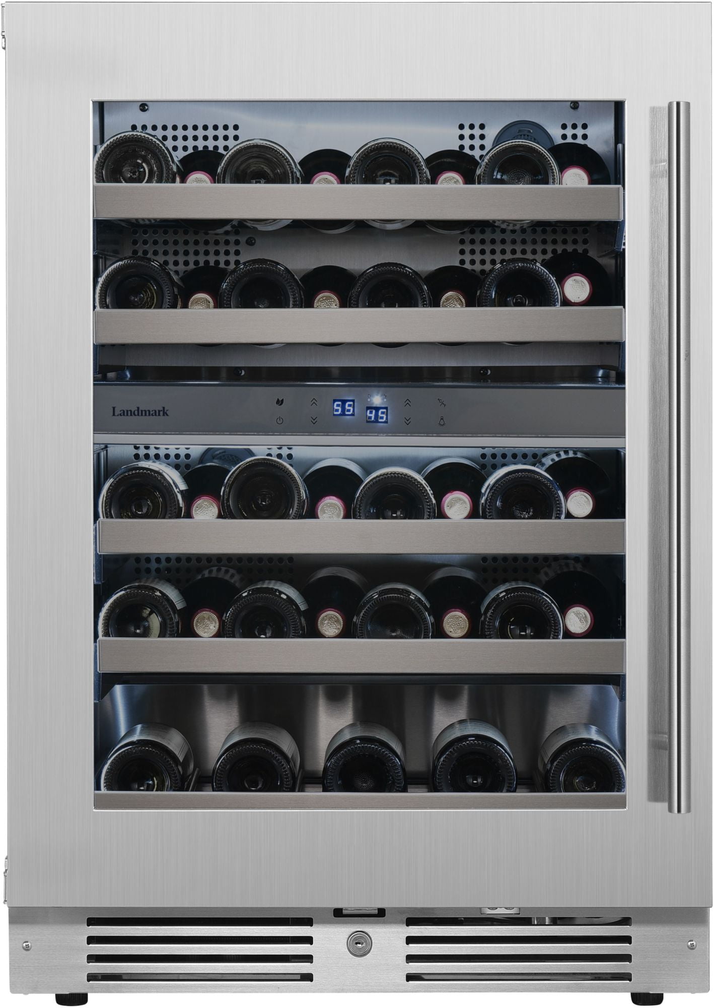 Landmark L3024ui2w-Lh 24" Wide 37 Bottle Dual Zone Wine Cooler - Stainless Steel