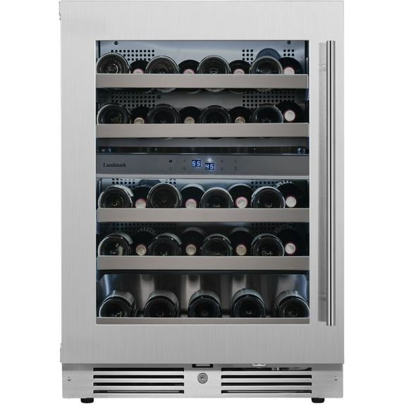 Landmark L3024ui2w-Lh 24" Wide 37 Bottle Dual Zone Wine Cooler - Stainless Steel