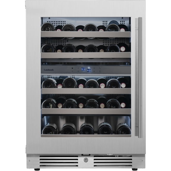 Landmark L3024ui2w-Lh 24" Wide 37 Bottle Dual Zone Wine Cooler - Stainless Steel
