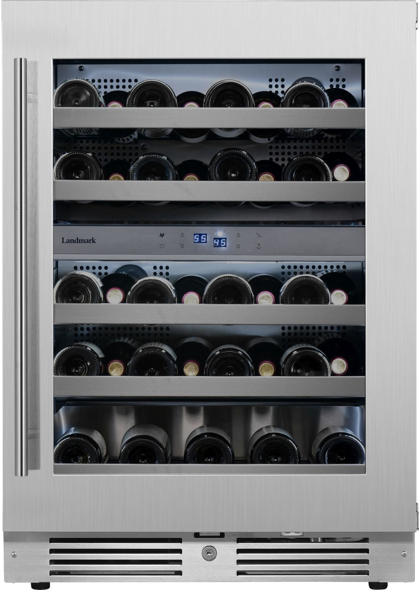Landmark L3024UI2W-RH 37 Bottle Dual Zone Stainless Steel Door Beverage Refrigerator