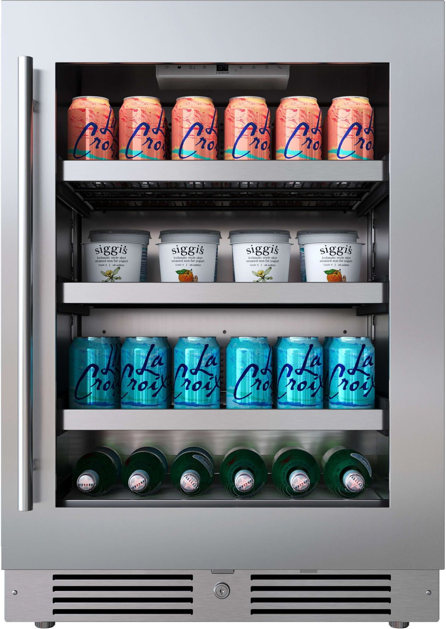 Landmark L3124ui1bgrh 24" Wide 154 Can Capacity Beverage Cooler - Stainless Steel
