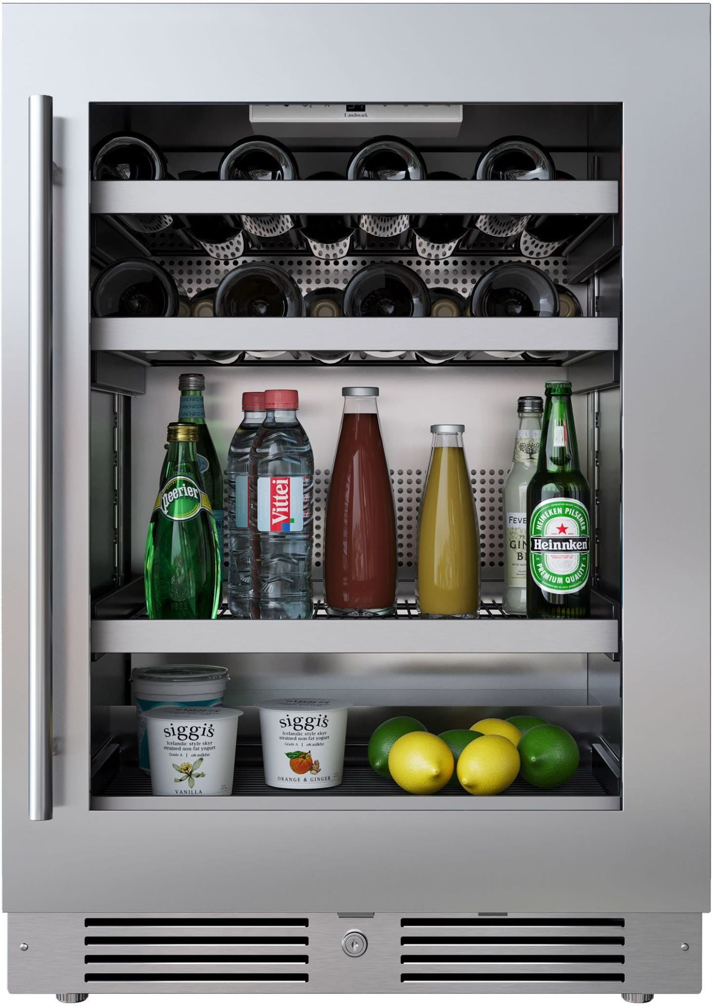 Landmark L3124ui1mgrh 24" Wide 16 Bottle And 70 Can Capacity Beverage Cooler - Stainless
