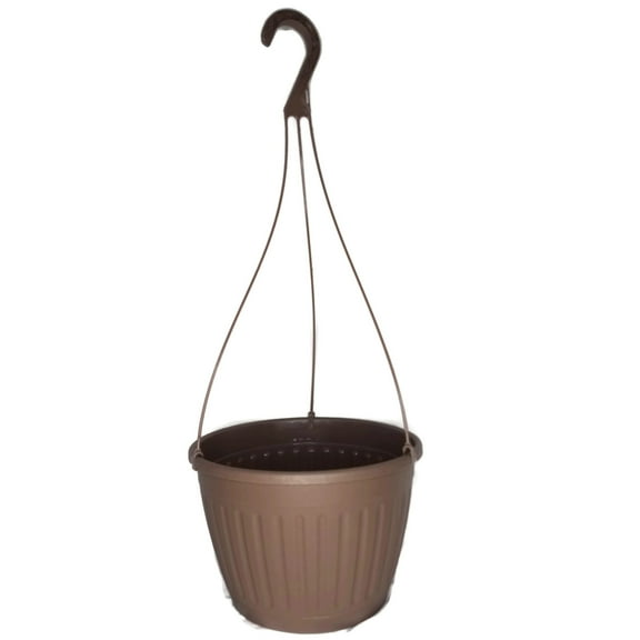 Landmark Plastic 10" Brown Imperial Hanging Basket Planter, Set of 10