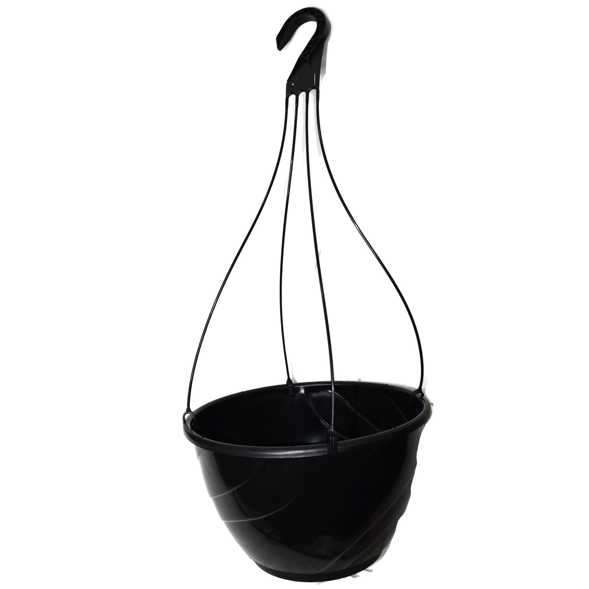 Landmark Plastic 12" Black Deco Swirl Hanging Basket Planter, Set of 10