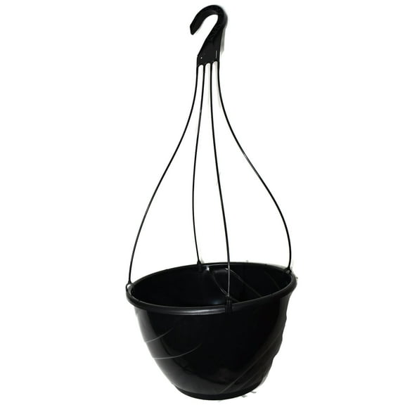 Landmark Plastic 12"  Black Deco Swirl Hanging Basket Planter, Set of 5