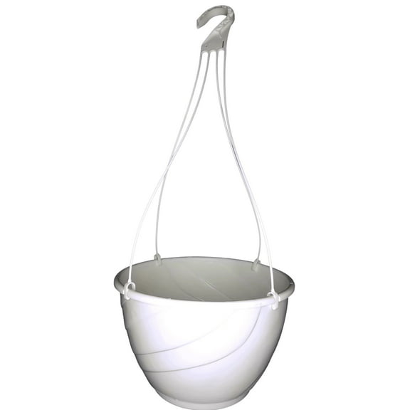 Landmark Plastic 12" Deco Swirl Hanging Basket Planter, White, Set of 5