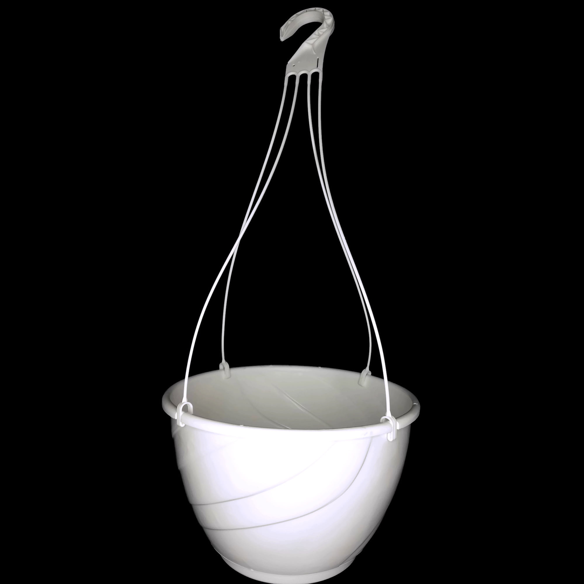 Landmark Plastic 12" White Deco Swirl Hanging Basket Planter, Set of 10