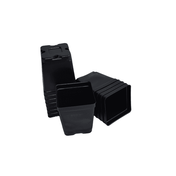 Landmark Plastic 4.25" x 4.25" x 4.875" Square Black Plastic Plant Pot with Drainage Holes, 15 Count