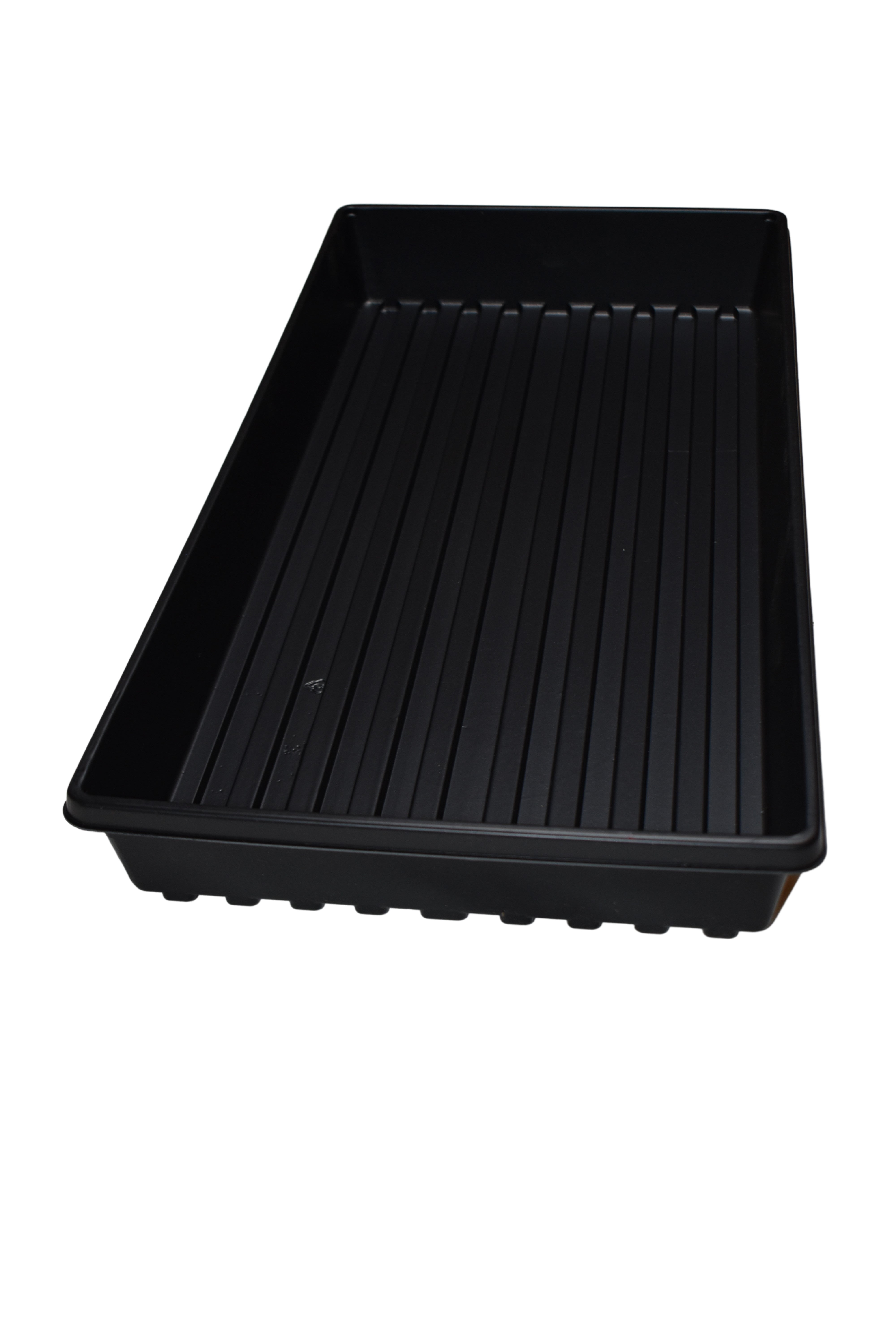 Landmark Plastic Solid Bottom Black Plastic Seed Starting Trays - Set of 10