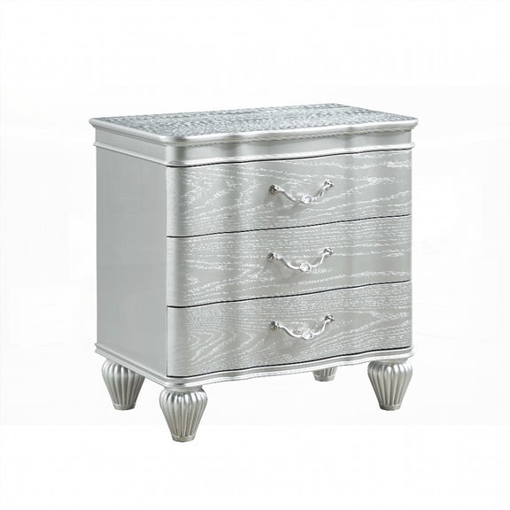 Landmark Traditional 3-Drawer Wood Nightstand with Metal Pulls