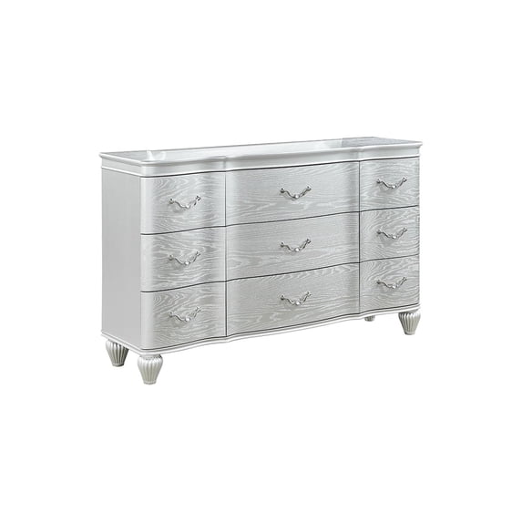 Landmark Traditional Style 9-Drawer Desser Made With Wood in Silver