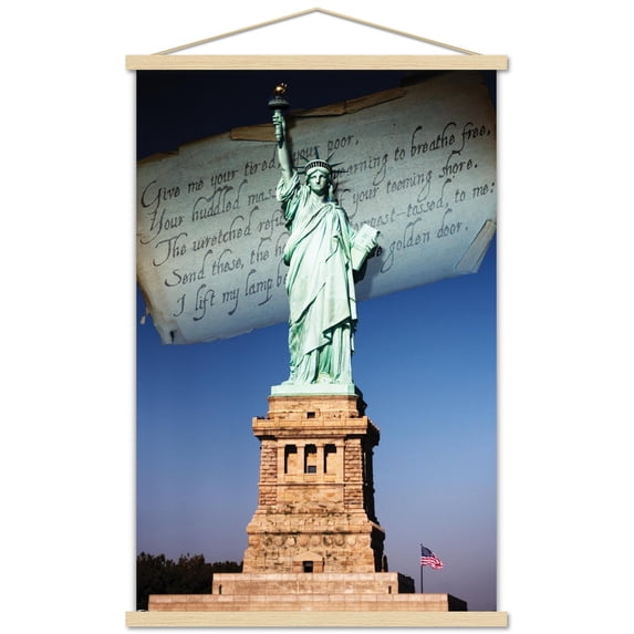 Landmarks - The Statue Of Liberty Wall Poster with Wooden Magnetic Frame, 22.375" x 34"