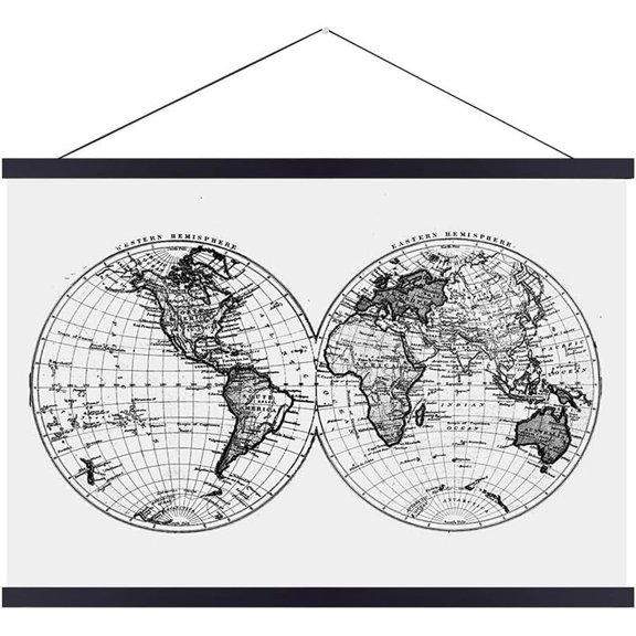 Landmass 30 Wide Black Magnetic Poster Hanger - 30x20 30x24 30x30 30x40 - Wood Frame for Posters, Prints, Photos, Pictures, Maps, Scrolls, and Artwork - Wall Hanging Wooden Frame