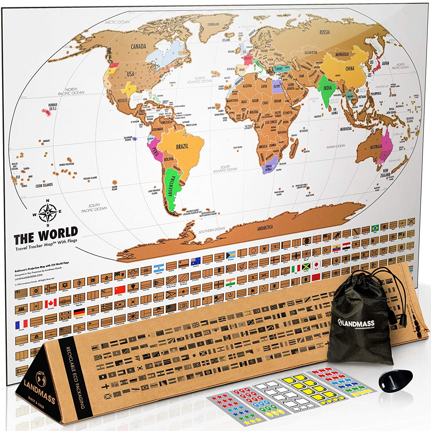 Landmass - Scratch Off Map Of The World - Premium World Map Poster