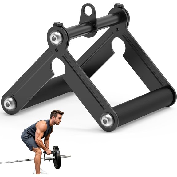 Landmine Row Attachment, V Bar T Bar Row Handle for Barbell Bars with 400 lb Capacity, Non-Slip Rubber Grip Handle for Cable Machines, Seated Rows, Lat Pulldowns and Strength Training