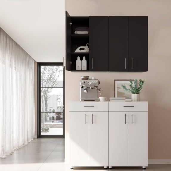 Landmok Wall Cabinet Laundry Room, Medicine Cabinet for Kitchen Bathroom Garage, Wall Storage Cabinet with Adjustment Shelves ,Black (2 Pack)