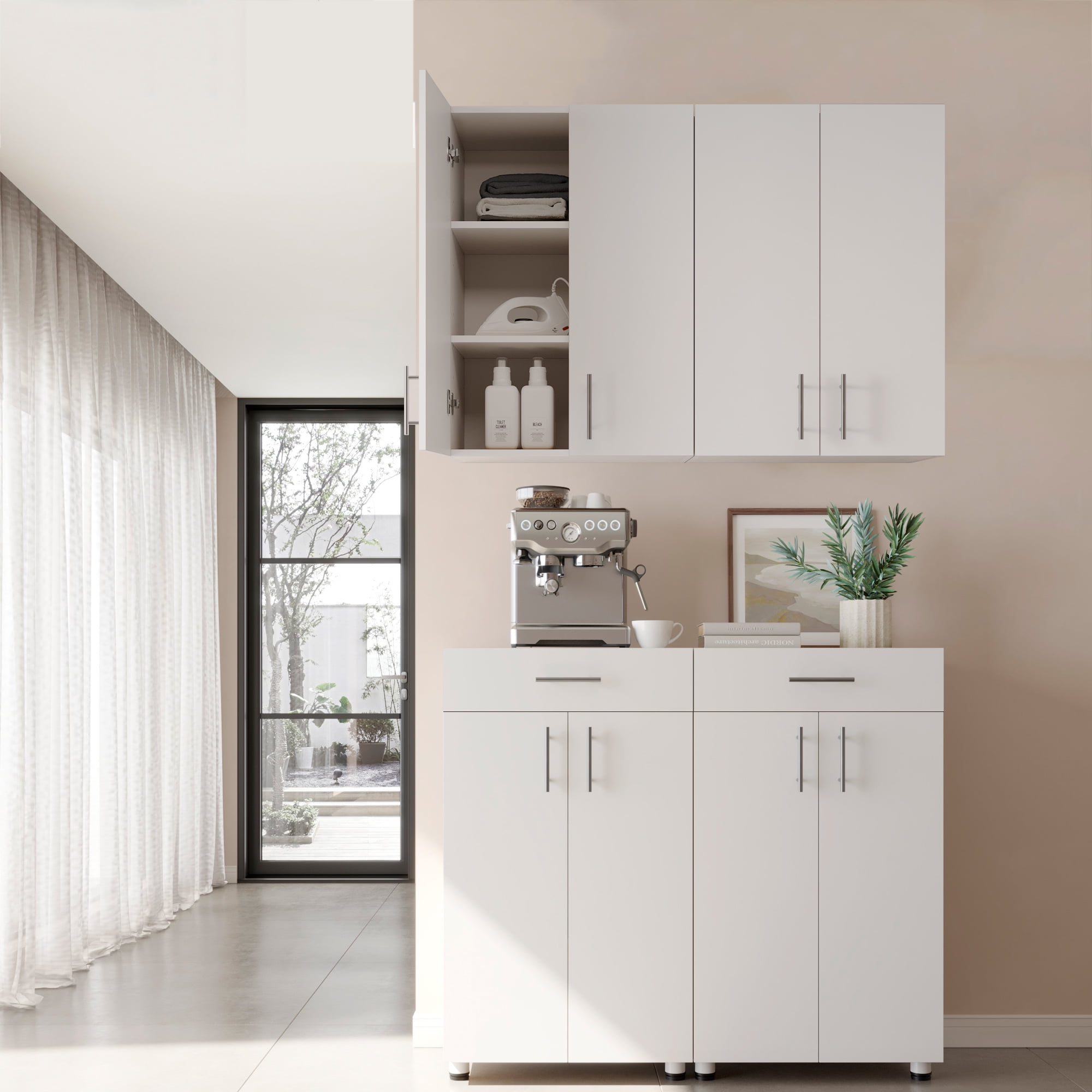 Landmok Wall Cabinet Laundry Room, Medicine Cabinet for Kitchen Bathroom Garage, Wall Storage Cabinet with Adjustment Shelves ,White (2 Pack)