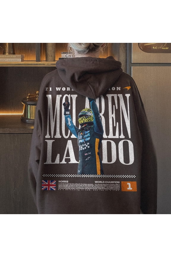Lando Norris Champion Merch Hoodie, Vintage F1 2025 Champion Sweatshirt, Retro McLaren Graphic Hoodie, Gift for Norris Fans
