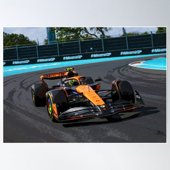 Lando Norris On His Way To His First Victory During The 2024 Miami Grand Prix Abstract Poster Wall Art, Modern Wall Decor For Living Room Bedroom, 24x36 UNFRAMED