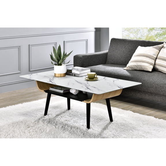 Landon 47" Coffee Table: Modern Marble Look & Versatile Storage
