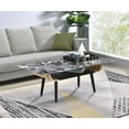 thumbnail image 1 of Landon 47" Coffee Table with 3-D Printed Marble Glass Top & Bent Wood Design, 1 of 5