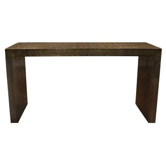 Landon 60" Console Table in Contemporary Stamped Brass Cladding on Solid Wood