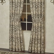 Landon Wide Tailored Woven Jacquard Medallion Gold Beige Curtain Pair Curtains Tailored 100 x 84