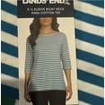 thumbnail image 1 of Lands' End 3/4 Sleeve Boat Neck Pima Cotton Tee. Blue. Size Medium, 1 of 3