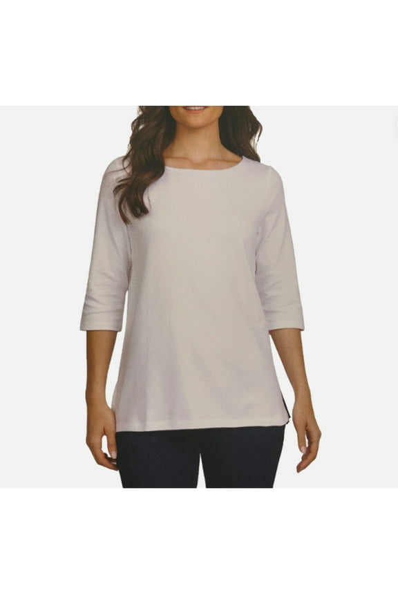 3/4 Sleeve Boat Neck Pima Cotton Tee-Medium