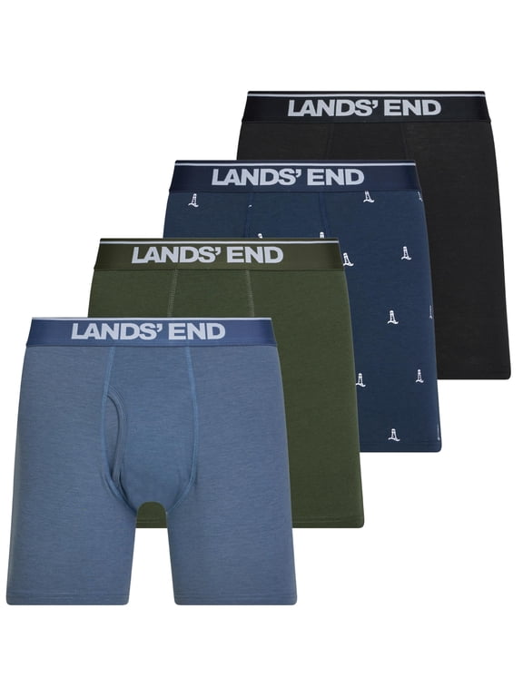Boxer Briefs for Men Pack of 4 - Cotton Stretch Underwear Blue