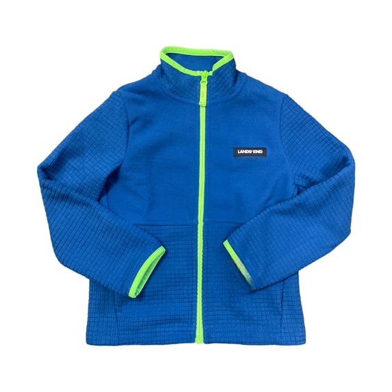 Lands' End Boy's Breathable Grid Fleece Full-Zip Jacket (Classic Cobalt, M (8))