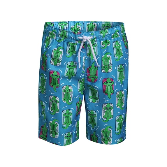 Lands' End Boys Husky Printed Volley Swim Trunks