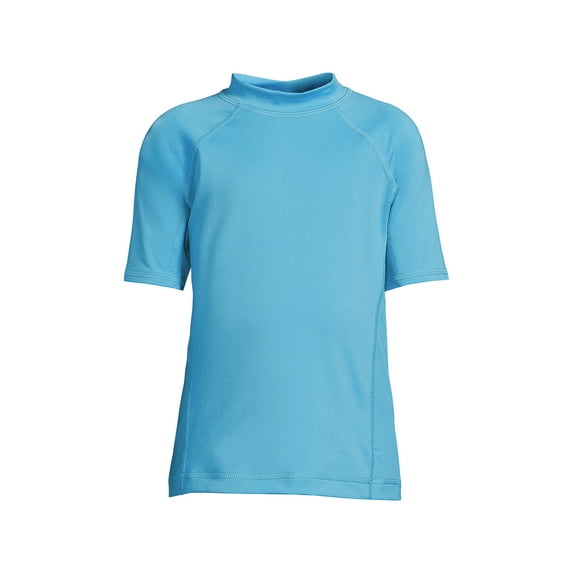 Lands' End Boys Short Sleeve Crew Neck Swim UPF 50 Rash Guard