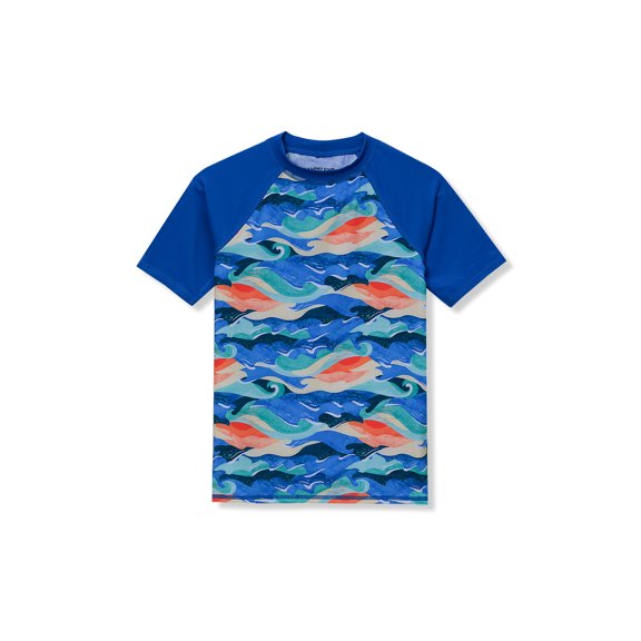 Lands' End Boys Sunshade UPF 50 Chlorine Resistant Short Sleeve Crew Neck Rash Guard