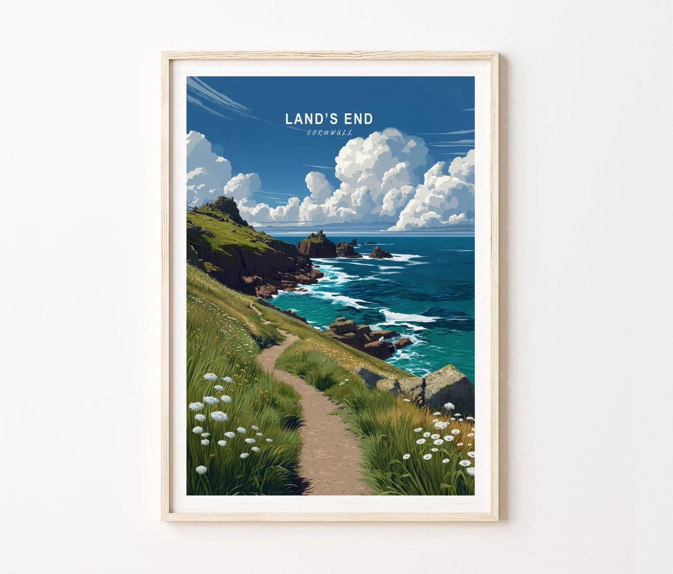 Lands End Cornwall Coastal Landscape Wall Art Print, English Coast Home ...