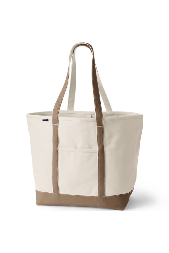 Extra Large 5 Pocket Open Top Long Handle Canvas Tote Bag