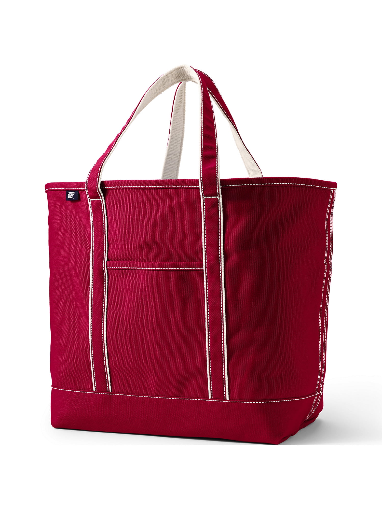  Lands' End Print Open Top Canvas Tote Rich Red Multi