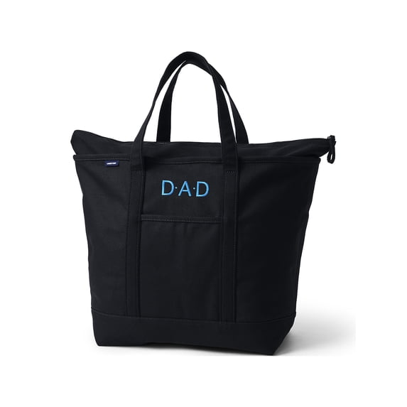 Lands' End Extra Large Solid Color 5 Pocket Zip Top Canvas Tote Bag