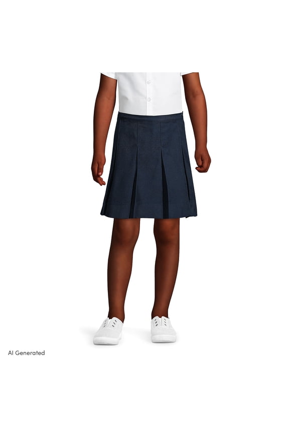 Girls Box Pleat Skirt Above The Knee