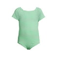thumbnail image 1 of Lands' End Girls Cap Sleeve Portrait One Piece Swimsuit Gingham, 1 of 3