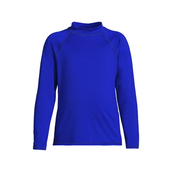 Lands' End Girls Chlorine Resistant Long Sleeve Mock Neck UPF 50 Rash Guard