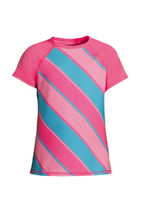 Girls Chlorine Resistant Short Sleeve Crew Neck UPF50 Rash Guard