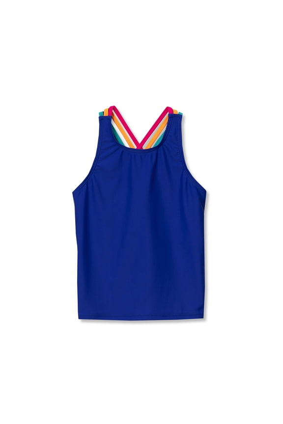 Girls Chlorine Resistant Strappy X-Back Tankini Top
