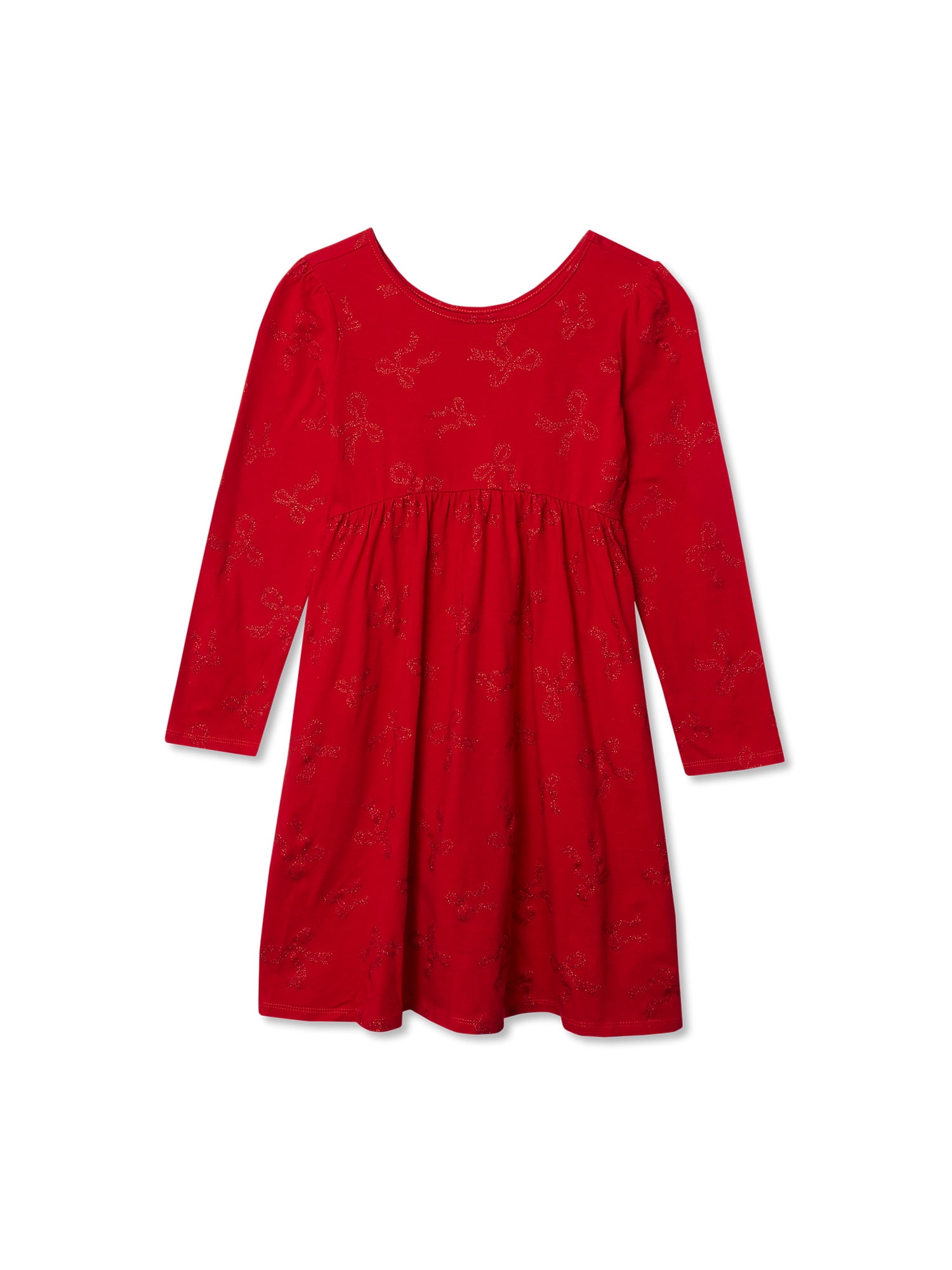 Lands' End Girls Long Sleeve Gathered Waist Jersey Dress - Walmart.com
