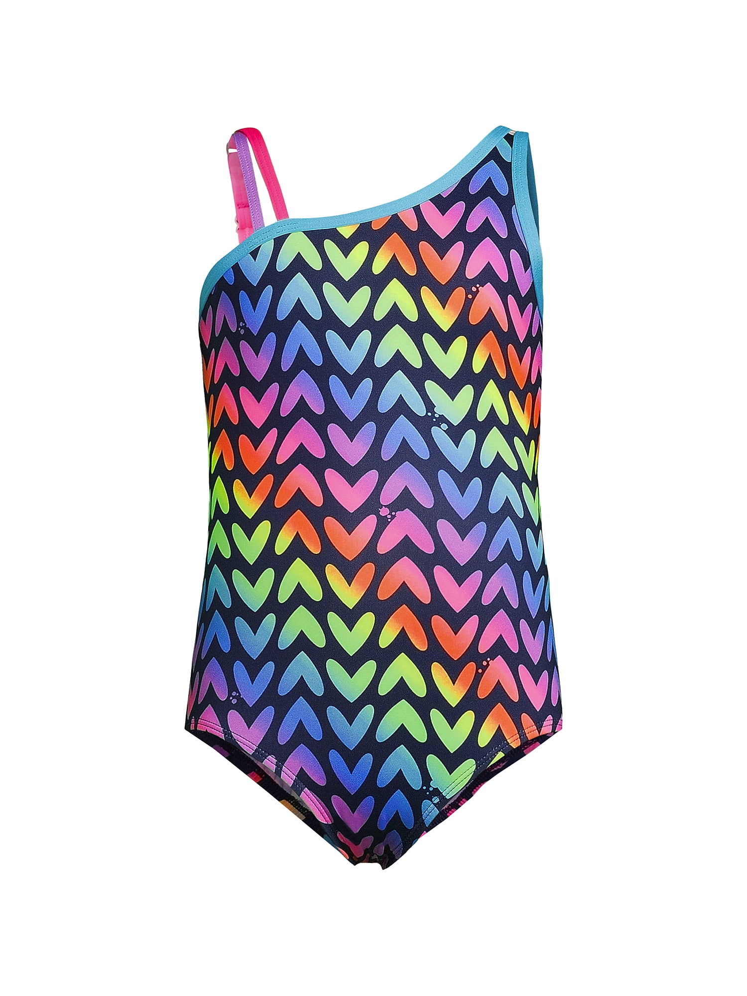 Lands' End Girls One Shoulder One Piece Swimsuit