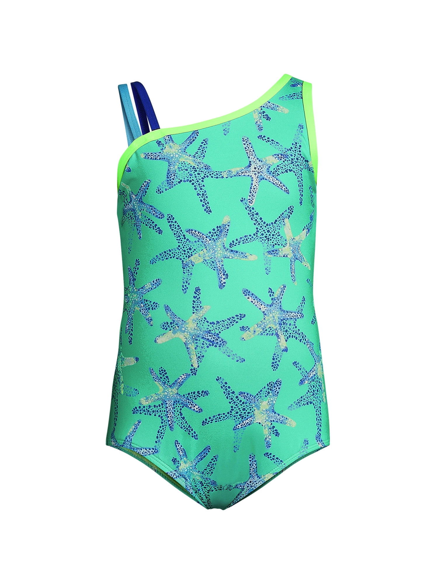 Lands' End Womens Chlorine Resistant One Shoulder Cut Out One Piece Swimsuit  Control Electric Blue/Violet Rose Regular 16 at  Women's Clothing  store