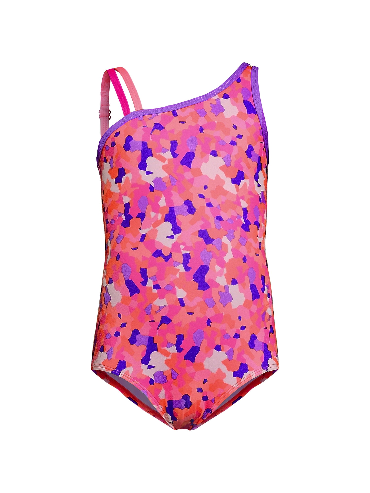Lands' End Girls Slim One Shoulder One Piece Swimsuit