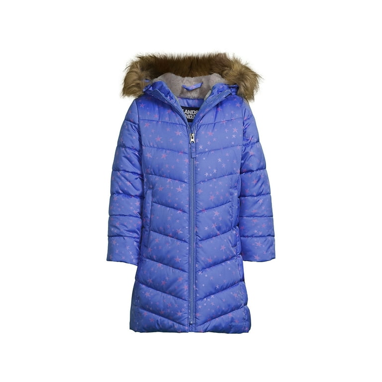 Lands End Girls Winter Fleece Lined Down Alternative ThermoPlume Coat Walmart
